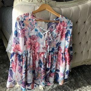 NWT Show Me Your Mumu Boho Floral Blouse SZ: M